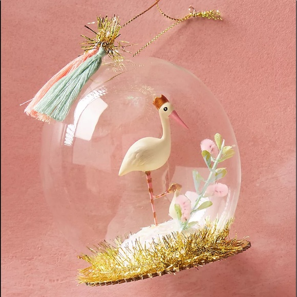 ANTHROPOLOGIE Stork Delivery Globe Ornament - Picture 1 of 8